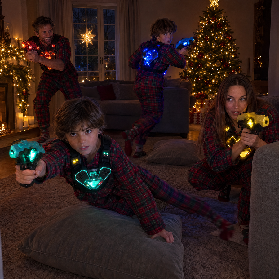 Partie de laser game LUMIARENE en famille