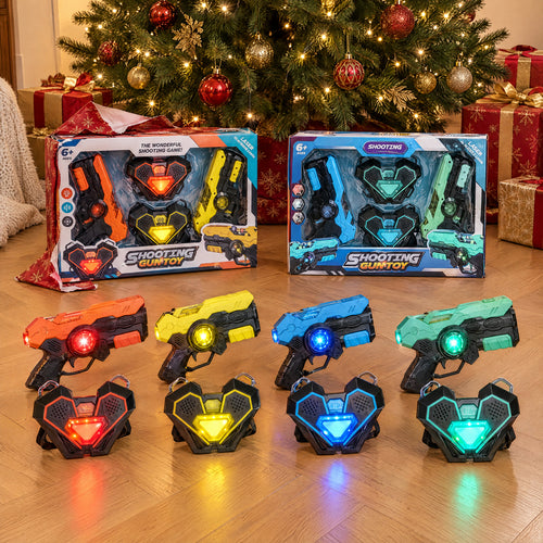 Laser game LUMIARENE : 2 boîtes, 4 pistolets et 4 plastrons sous le sapin de Noël
